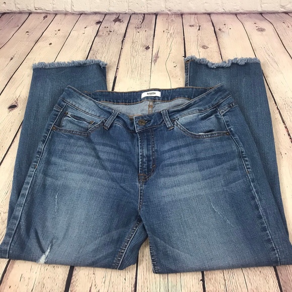 Kensie Jeans Denim - Kensie Distressed Raw Hem Cropped Blue Jeans